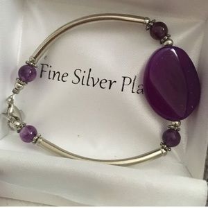 Silver and purple bracelet